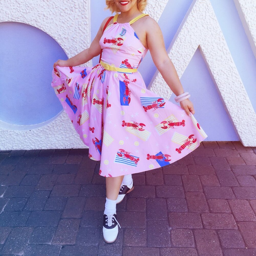 Pinup Girl Clothing Harley Dress in Sunbathing Lobster